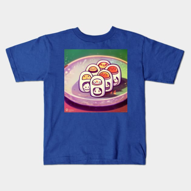 Kawaii Anime Sushi Kids T-Shirt by Grassroots Green